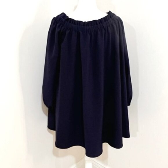 Ixiah Navy Blue Off The Shoulder Tent Mini Dress Tunic - Picture 4 of 6